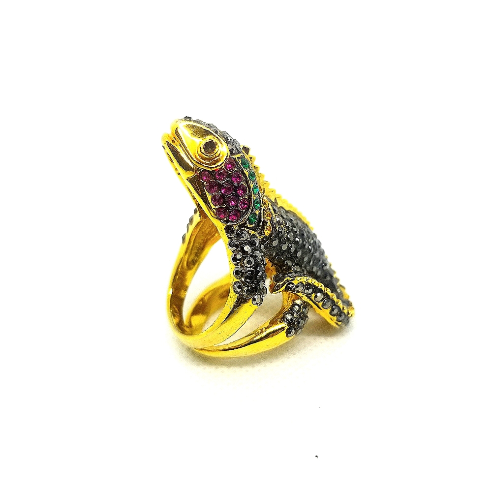 🍍3 for $25! Crystal Lizard Gold tone Fashion Ring - Picture 1 of 5